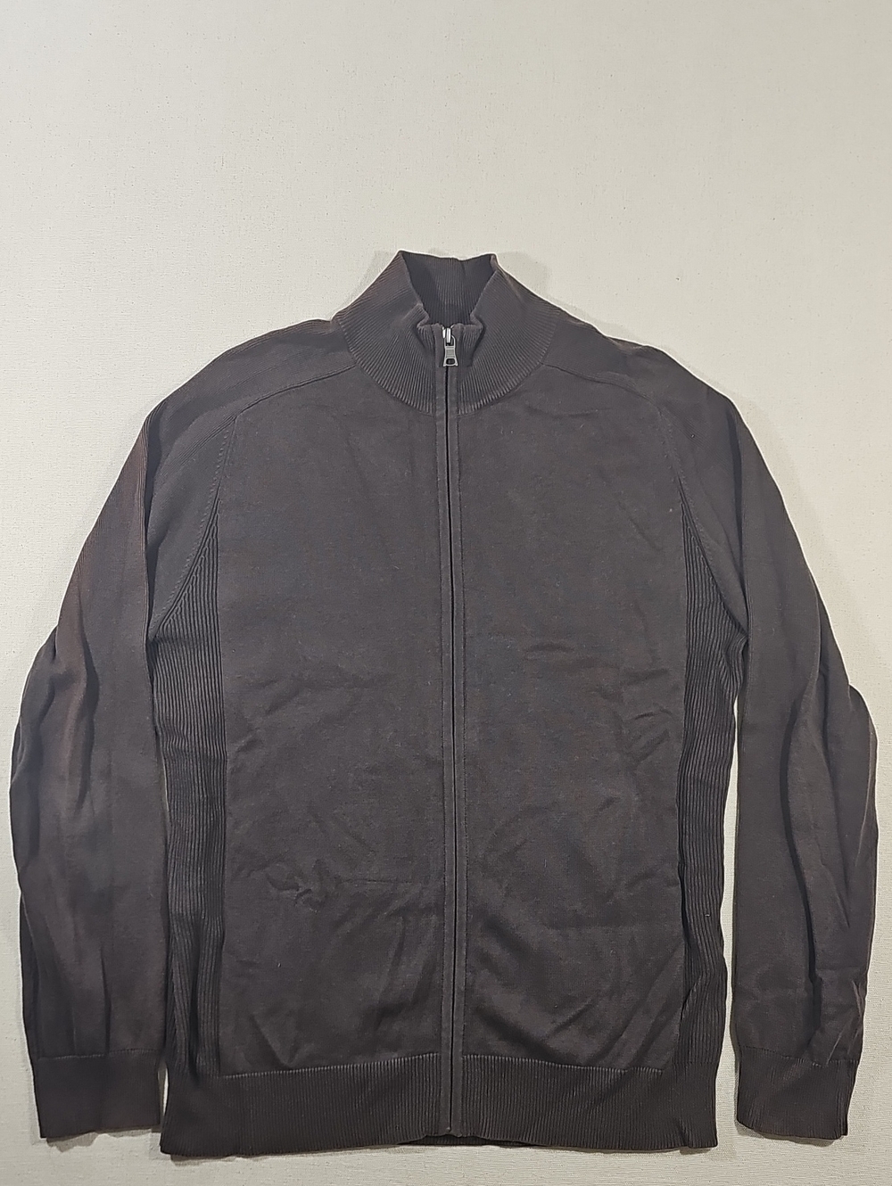 Banana Republic Men's Brown Full Zip Rib-Side Sweater